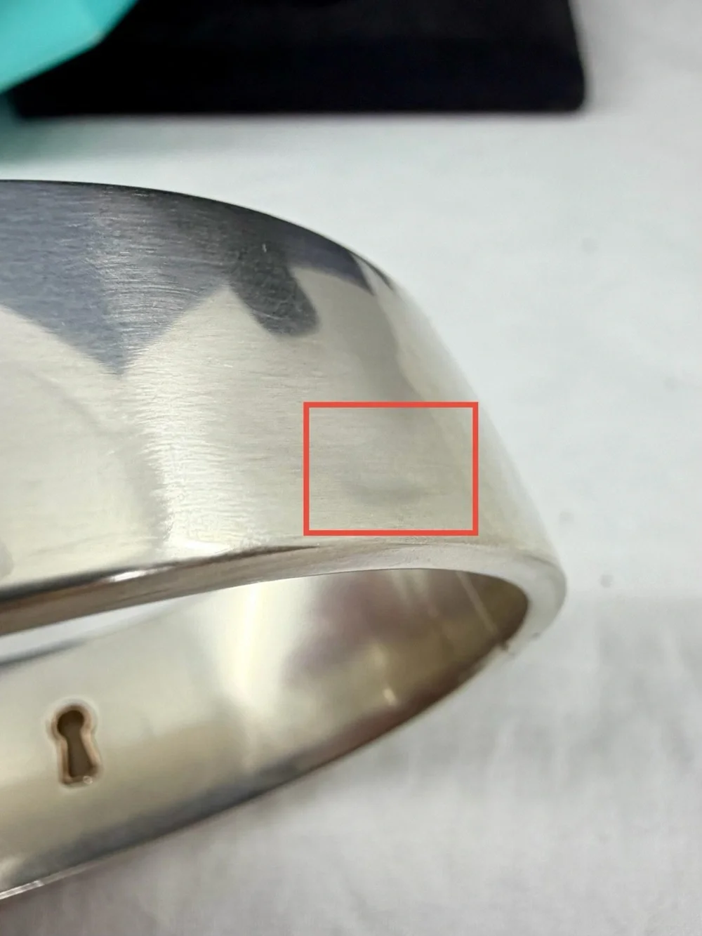 TIFFANY & CO. Sterling Silver 18K Yellow Gold Keyhole Hinge Bangle Bracelet COA